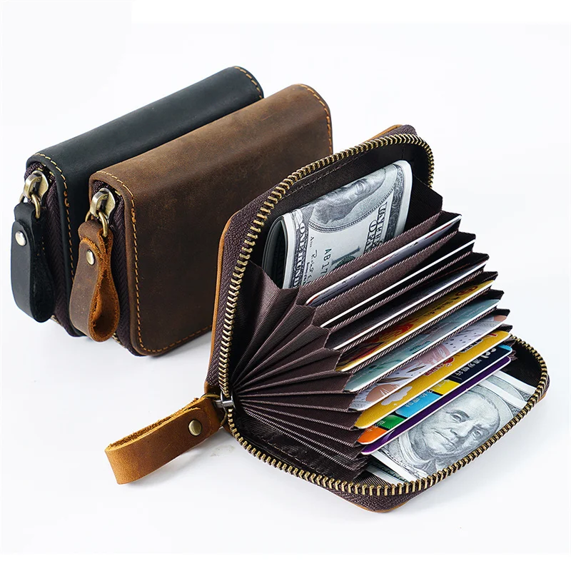 

PU Leather Card Holder for Men Zipper Card Wallet Rfid Card Purse For Male Carteras With Cardholders Woman Vintage Purse