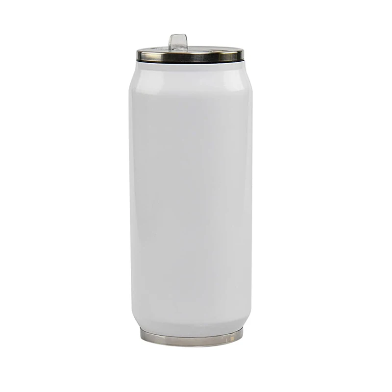 

Sublimation 17oz Large Soda Can Shaped Tumbler Stainless Steel Can Bottle with Reusable Straw Blank Coke Can For Cold Hot Drink