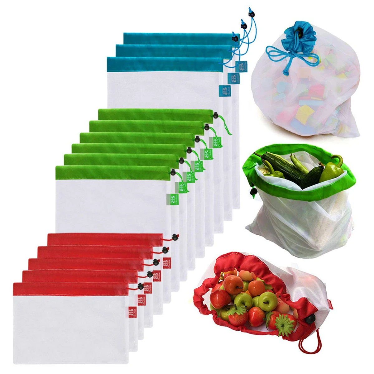 

5pcs 12x17in Reusable Environmentally Friendly Mesh Bag Grocery Shopping and Storage of Fruits, Vegetables and Garden Products