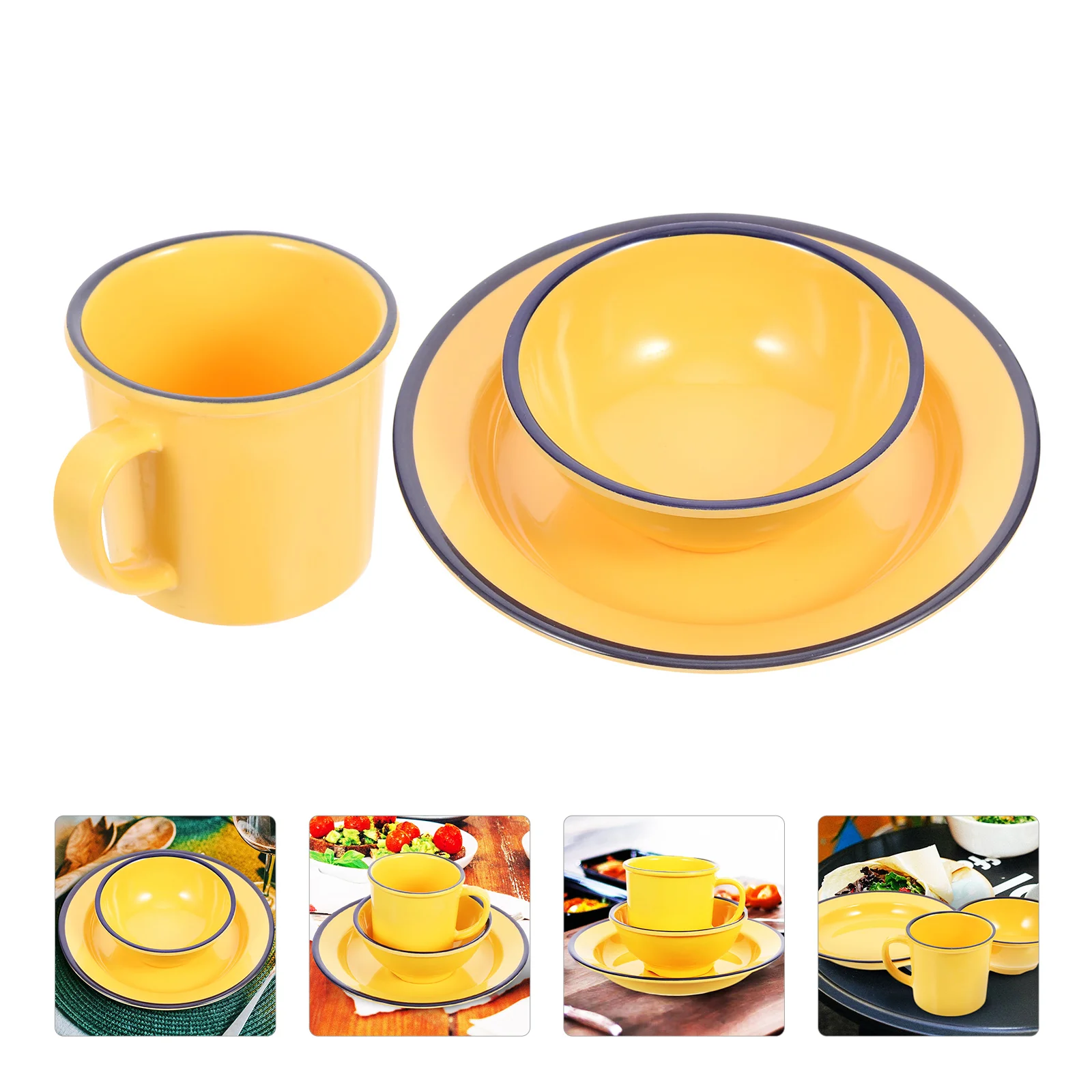 

Dinnerware Melamine Set Bowl Sets Plate Bowls Dish Plates Dinner Camping Cup Dishes Kitchen Mug Enamelware Serving Drinking Cups