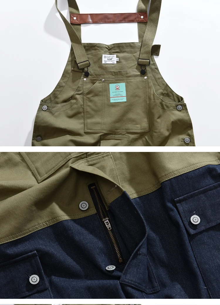 Vintage Patchwork Overalls Harajuku Aesthetic Clothes Denim Jeans Jumpsuits High Streetwear Bib Suspender Pants Men Tool Trouser