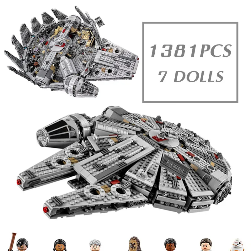 

1381PCS Stars Falcon SpaceShip Fighter Wars Millennium Force Awakens Figures Building Block Brick Gift Kid Boys Toy