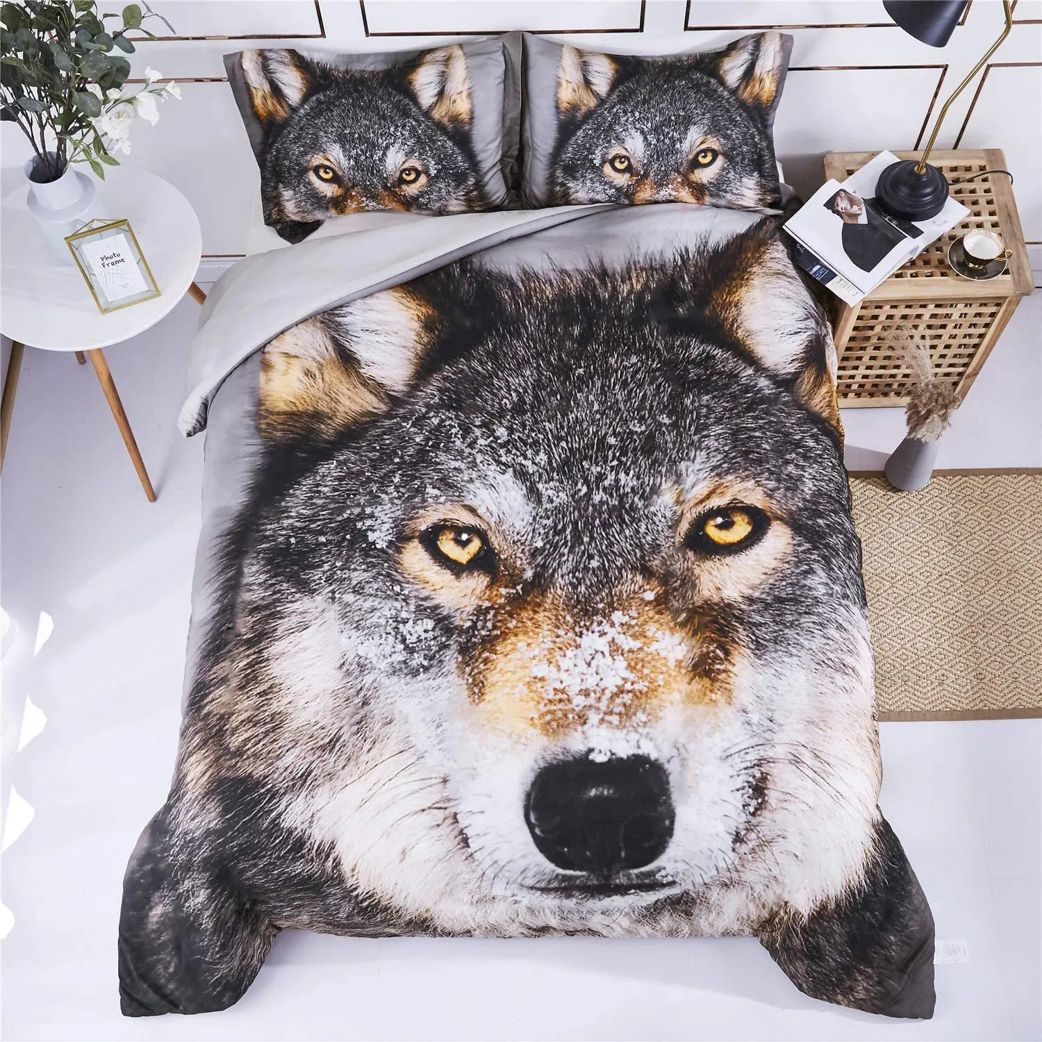 

3D Luxury Comforter Bedding Set Cool Adult Duvet Cover Set King Animal Cat Wolf Dog Queen Double Full Single Size Home Dropship