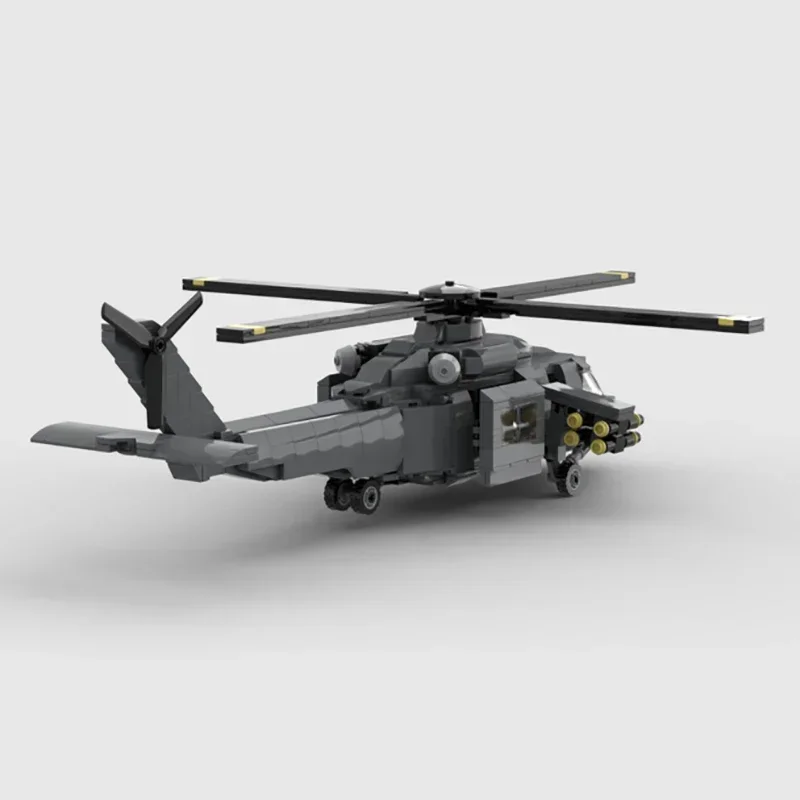 Военная Модель Moc строительные блоки Черный ястреб Вооруженный вертолет