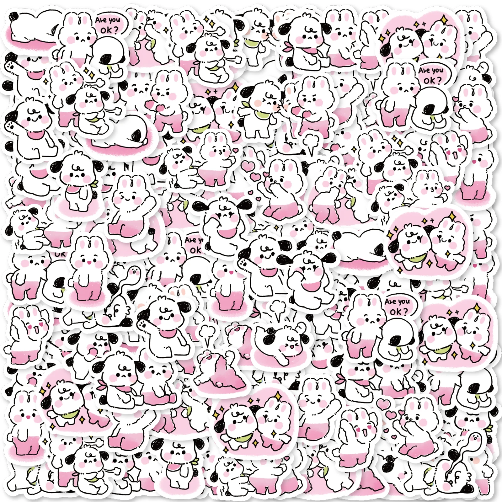 40 шт. декоративные ПВХ наклейки с изображением милых щенков и Розовых Кроликов