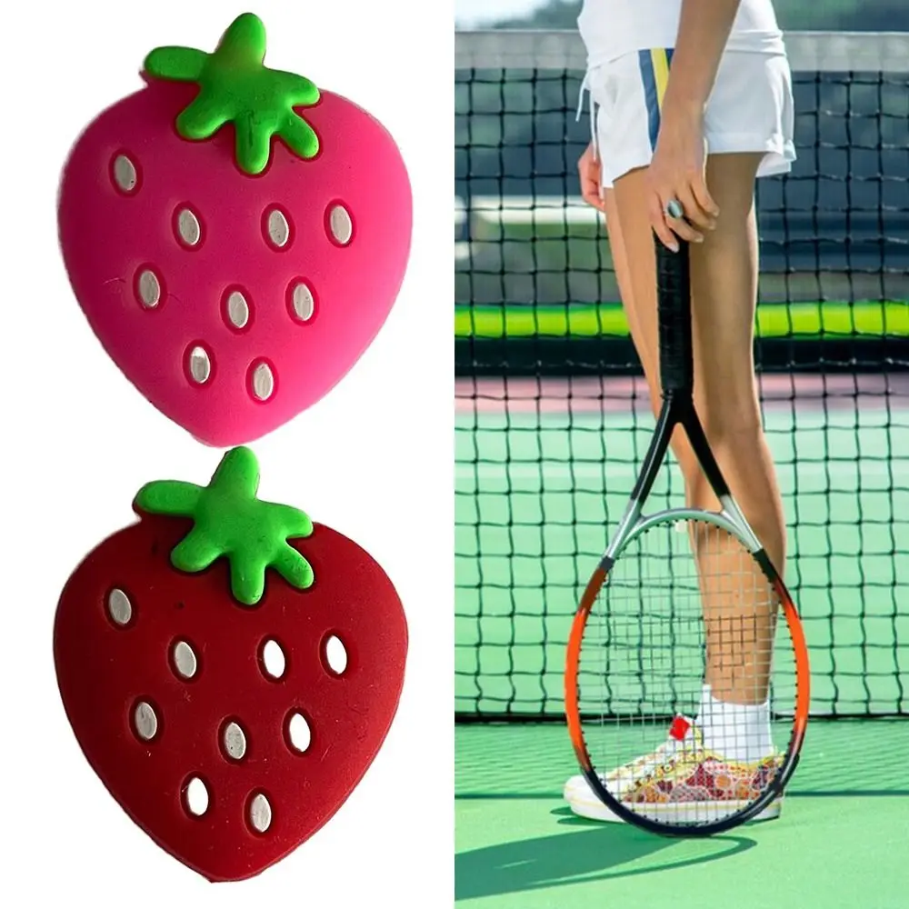

Vibration Elbow Protection Red Pink Tennis Racket Shockproof Silicone Damper Racquet Shock Absorber Cartoon Strawberry