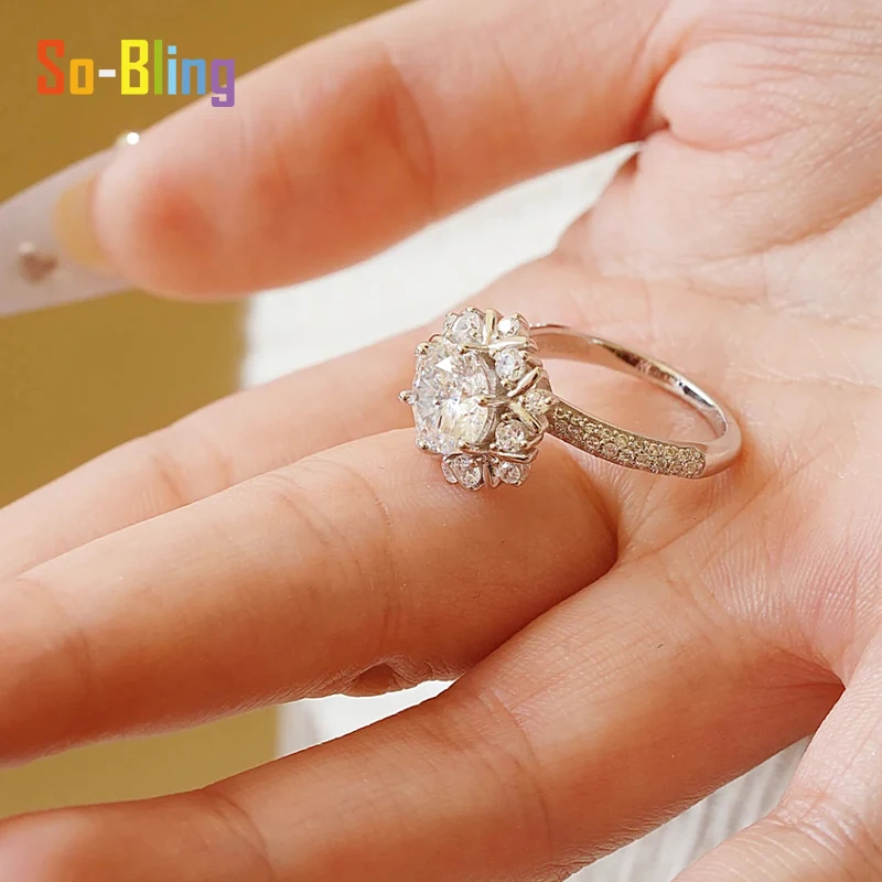 Фото Кольцо с муассанитом So-Bling 1 карат и сертификатом Gra, кольца из стерлингового серебра 925 пробы для женщин, элегантные изысканные ювелирные изделия для вечеринок №4
