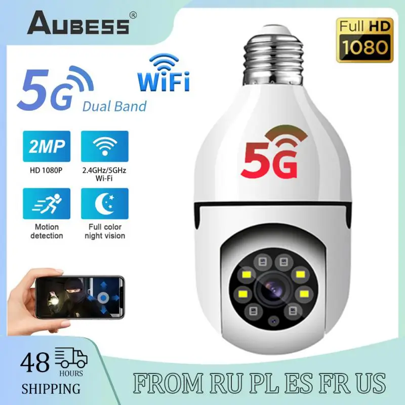 

Умная камера наблюдения с лампочкой E27, Wifi, ночное видение, полноцветная, автоматическое отслеживание, 4-кратный зум, видеокамера наблюдения ...