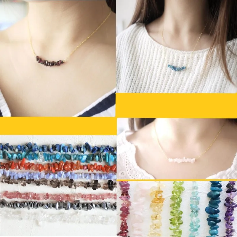 

New Natural Crystal Rubble Pendant Necklace Holiday style 45 Kinds Charms Jewelry for Women Valentine's day gift Free shipping