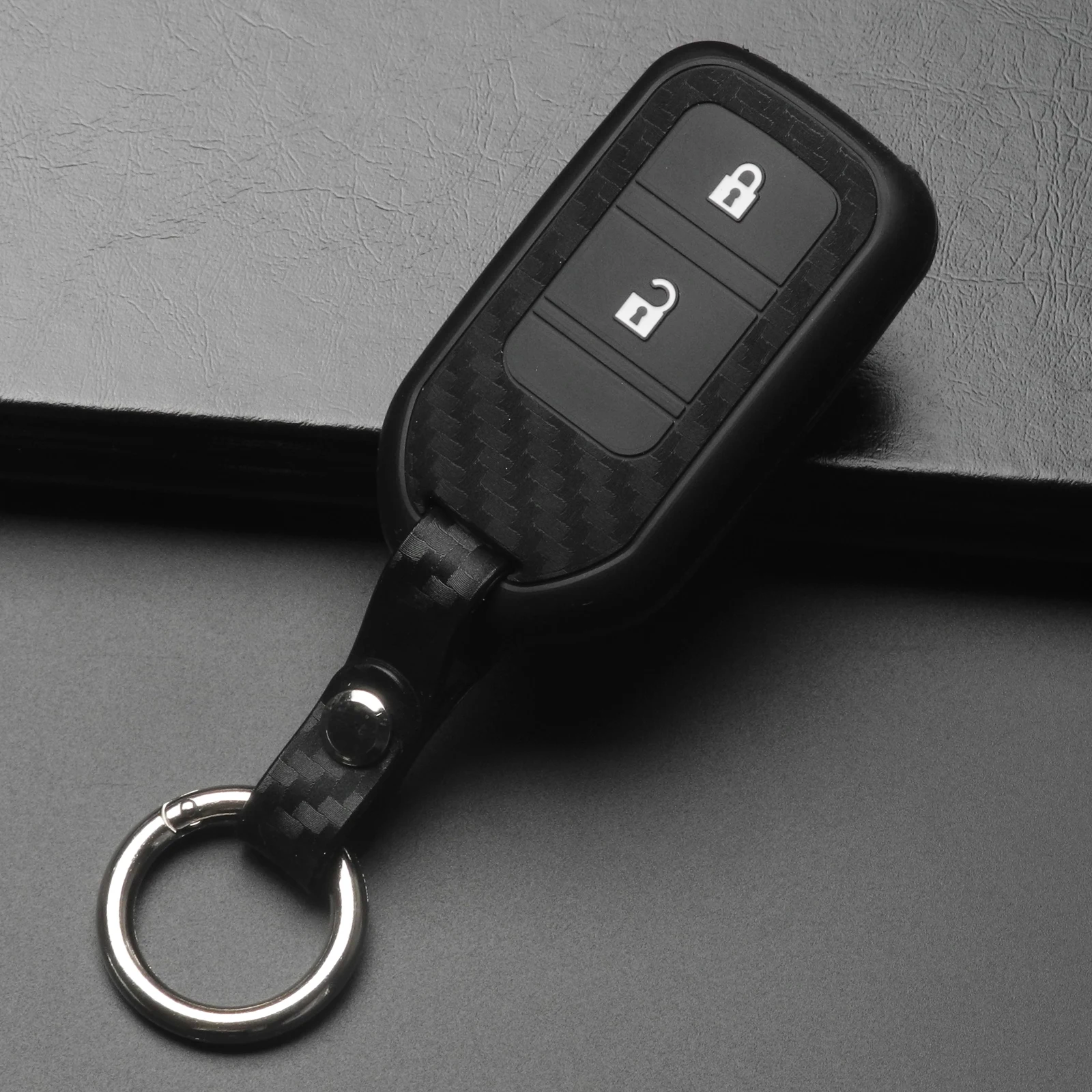 

Jingyuqin 2 кнопки для Honda Vezel city civic Jazz BRV BR-V HRV брелок из углеродного волокна, силиконовый чехол для дистанционного ключа автомобиля, держатель