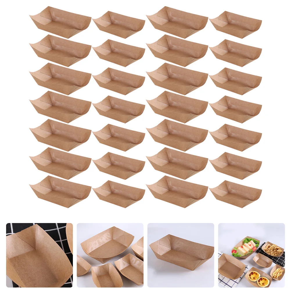 

Kraft Paper Box Popcorn Storage Boxes Eco-friendly Food Packing Potato Chips Cases Boat-shaped Hot Dog Picnic Ice Cream Biscuit