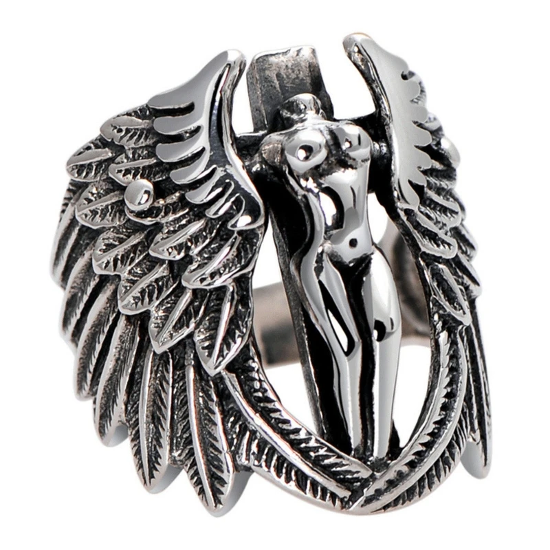 

Couple Promise Rings Antique Angel Wing Rings for Women Men Anniversary Present