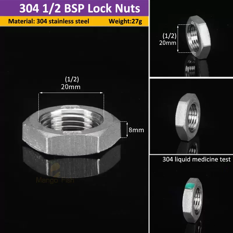 Шестигранные стопорные гайки из нержавеющей стали 304, набор из 1/5/10 шт.