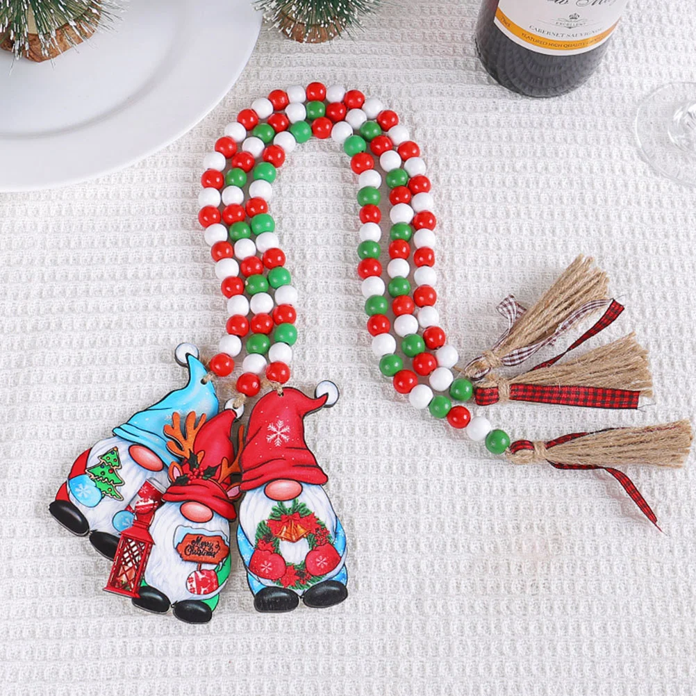 

3 Pcs Christmas Wood Bead Garland Rustic Farmhouse Xmas Party Pendant Car Wooden Decor Creative Beads