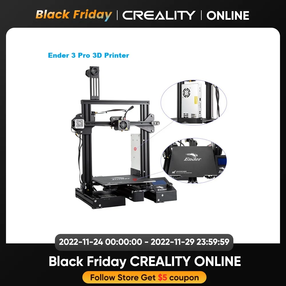 

CREALITY 3D Upgrade 3D Ender-3 Pro Printer Kit 32 Bits Cmagnetic Bulid Plate Resume Print With 220*220*250MM Printing Size