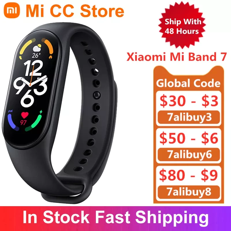 

Original Xiaomi Mi Band 7 Blood Oxygen 1.62'' AMOLED Screen Magnetic Charge Always On Watch Face Smart Band 6 Color Stra