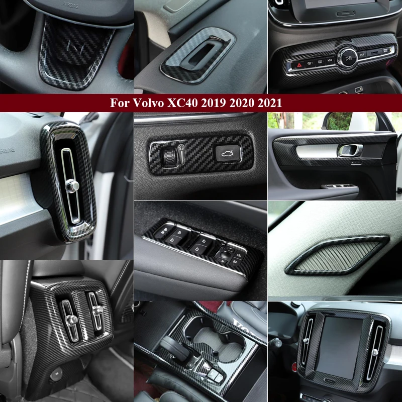 

Аксессуары для автомобилей Volvo XC40 2019 2020 2021, украшение из углеродного волокна с изменением цвета, Стайлинг рамы, крышка, отделка, Центральная коробка передач