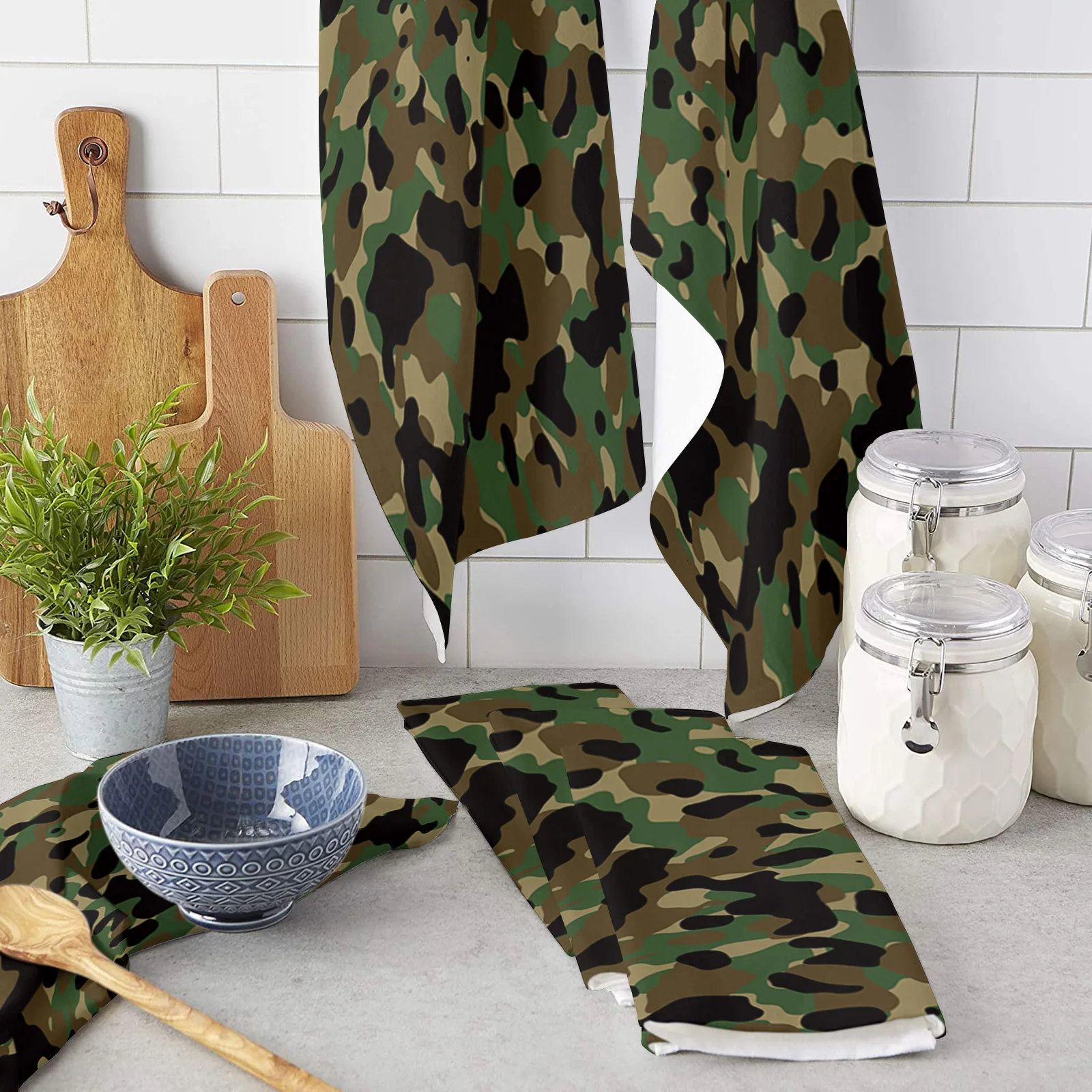 

Камуфляжный набор кухонных полотенец, чистящая ткань, кухонные аксессуары, ткань для мытья посуды, домашний декор