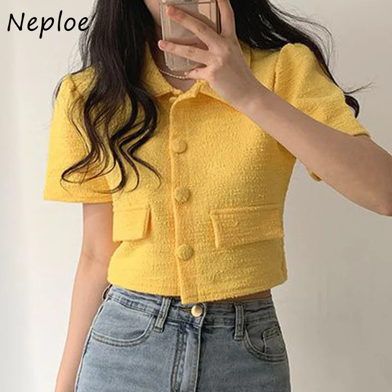 Однобортная женская верхняя одежда Neploe с отложным воротником корейские офисные