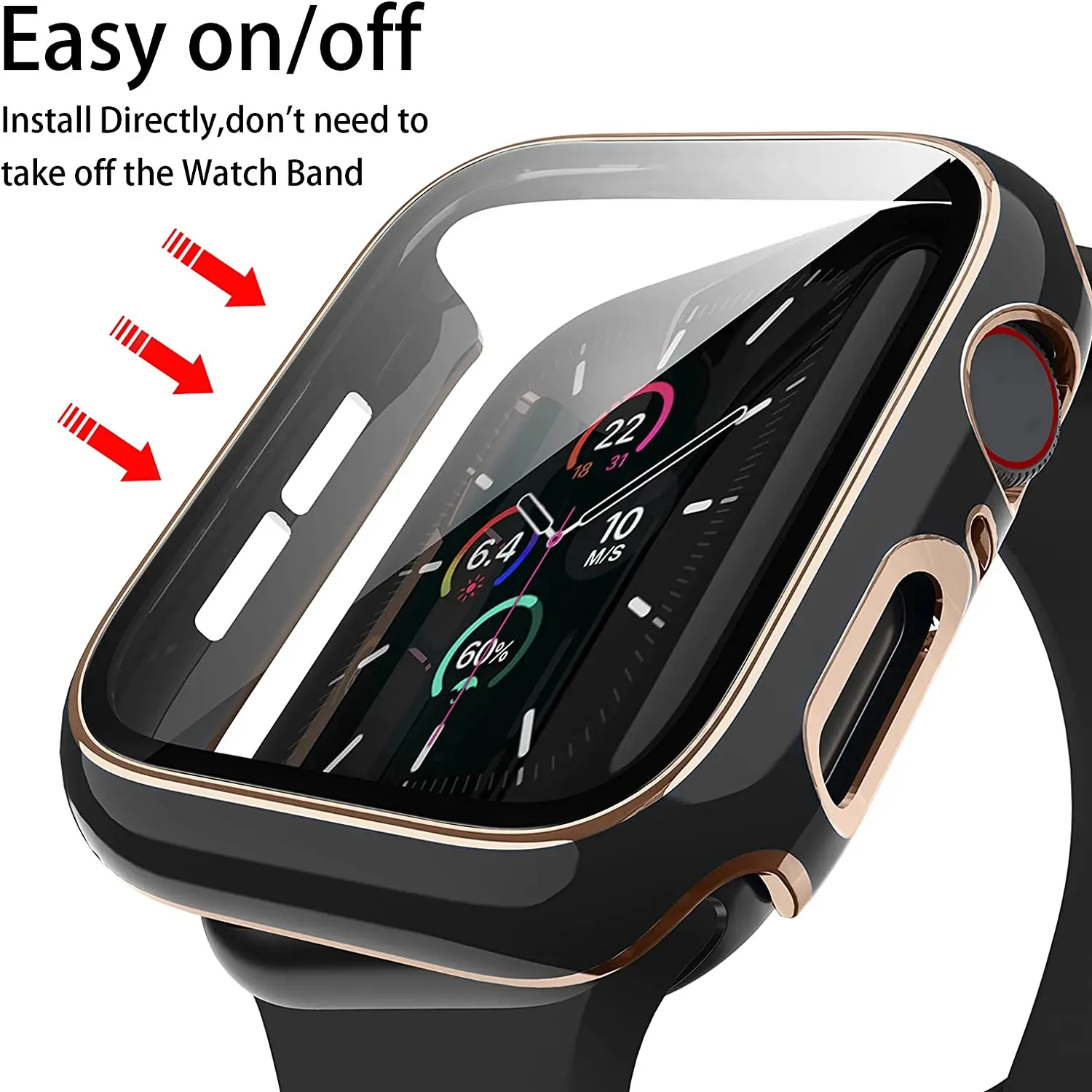 Glass + Cover For Apple Watch Case 45mm 41mm 44mm 40mm 42mm 38mm Two Color Screen Protector Bumper iWatch Series 8 7 6 SE 5 4 3