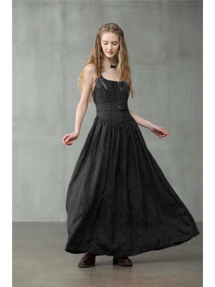 

Leisure and Elegant Women's Dress 2023 Summer Vintage Loose Linen Cotton Harajuku Plus Size Y2K Women's Dress