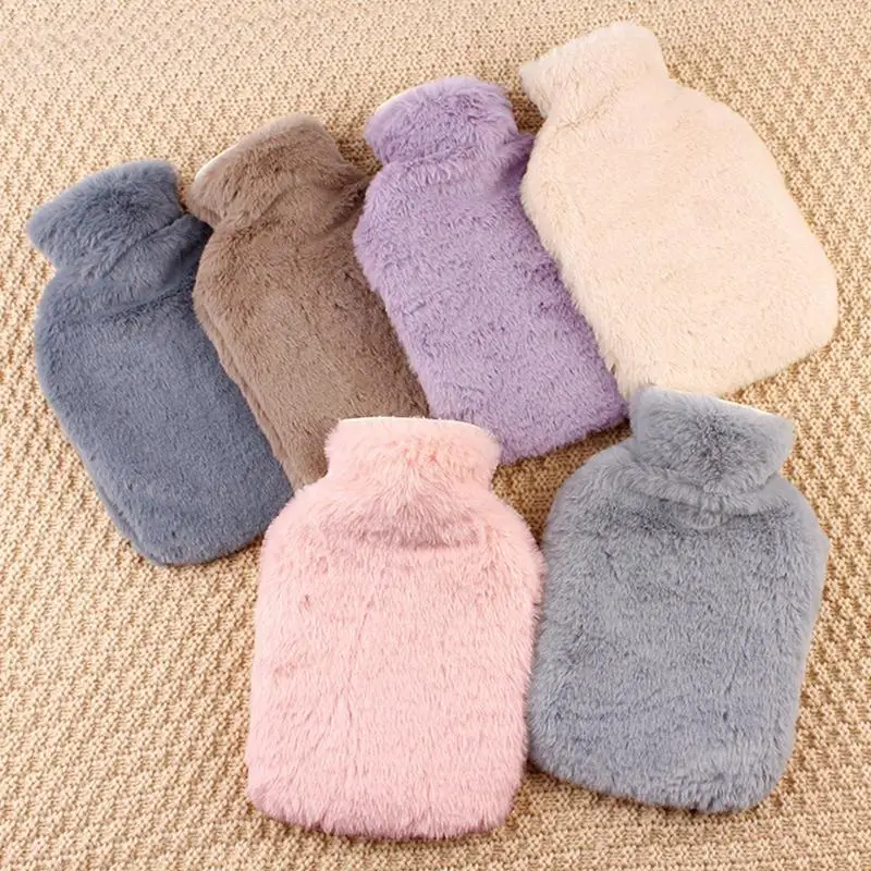

Hot Water Bottle Water Injections Portable Warmer Hot Water Bottle Pocket Feet Hot Water Bags 1000ML Faux Rabbit Fur Heat Water