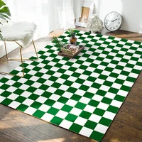 checkerboard carpet for living room modern coffee table floor mat nordic green and white grid bedroom girl ins style bedside rug