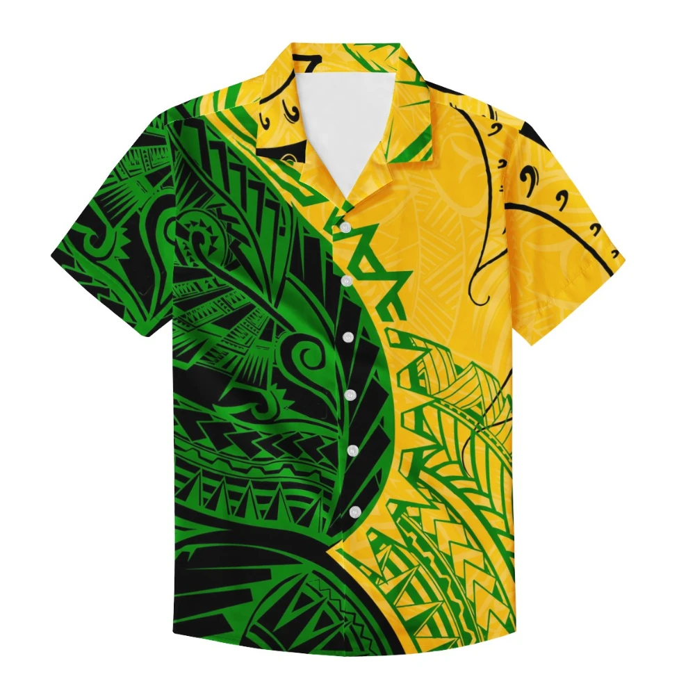 Hawaiian Polynesian men's loose short-sleeved shirt, button beach shirt, Harajuku style, new summer fashion, 2023