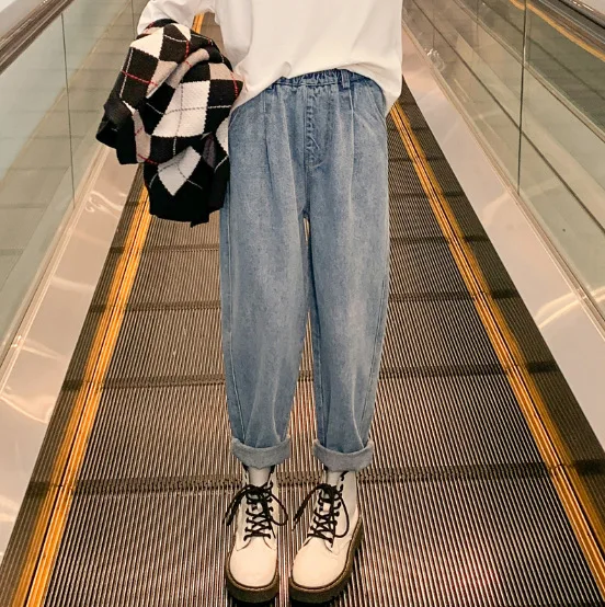 

Ｗide-leg Jeans Girls New High-waisted Loose-fitting Straight-leg Jeans For Kids Denim Casual Trousers