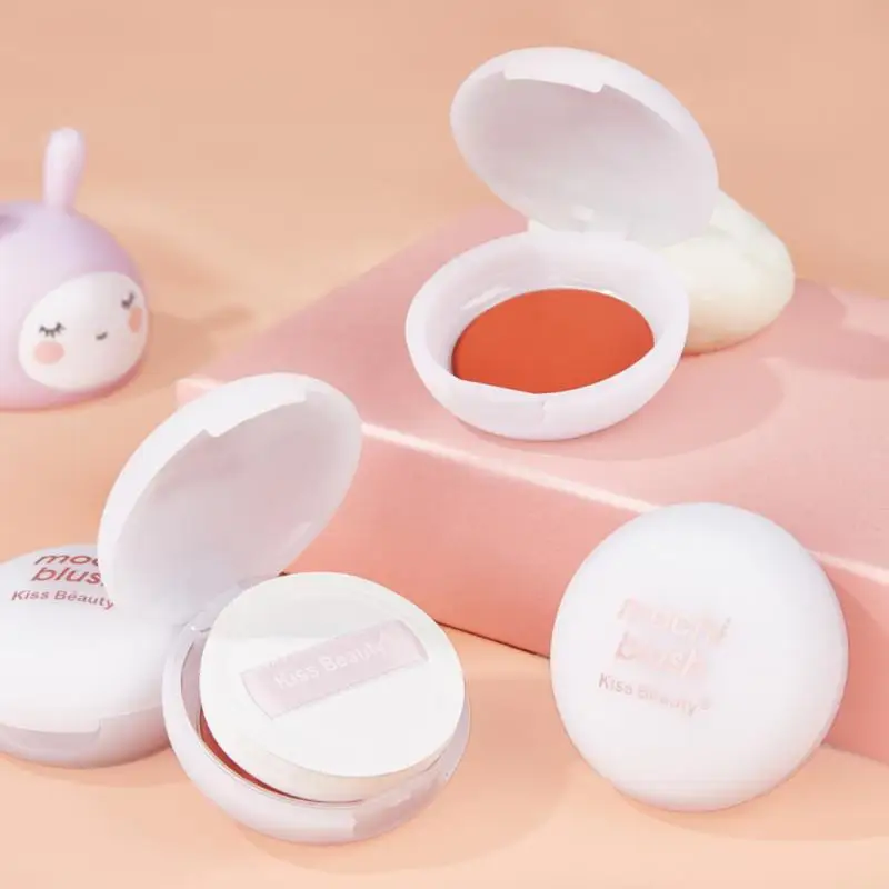 

Cute Portable Blush Palette Cheek Rouge Natural Cheek Tint Marshmallow Puff Blush Cream Face Contour Blush 3 Colors Face Blush