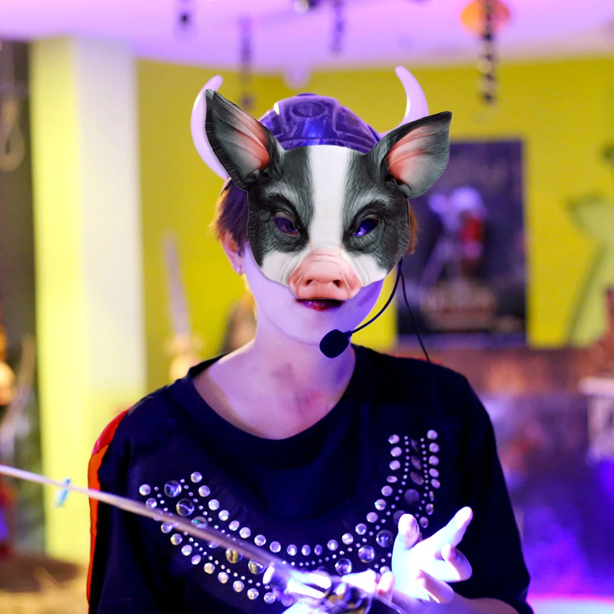 Маскарадное платье половина Хэллоуина страшный костюм для лица маски животных