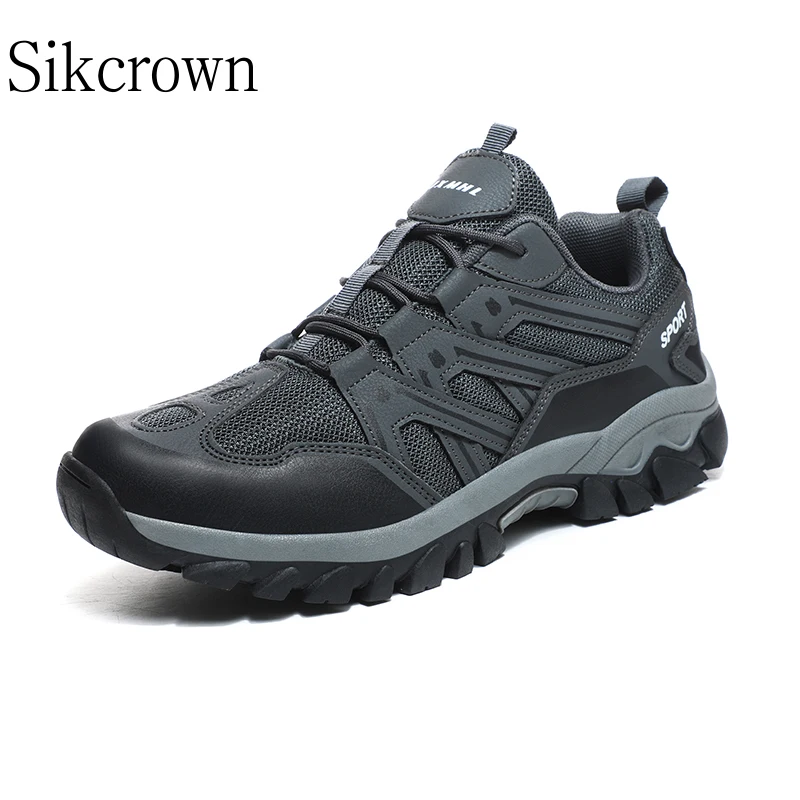 

Gray Men Summer Breathable Sneakers Outdoor Hiking Shoes New Comfortable Anti-collision Toe Cap Style Couple's Mountaineering