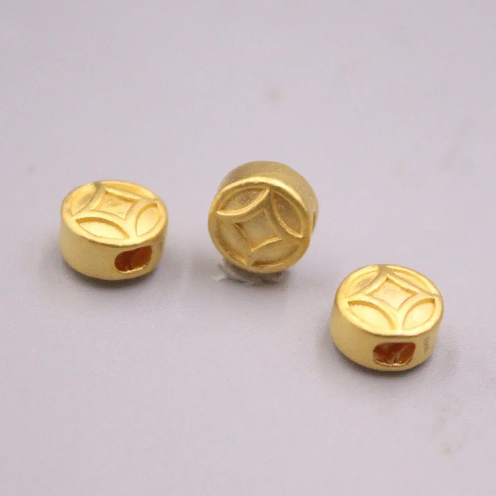 1 шт. настоящий чистый 999 24-каратный желтый золотой бисер для мужчин и женщин на