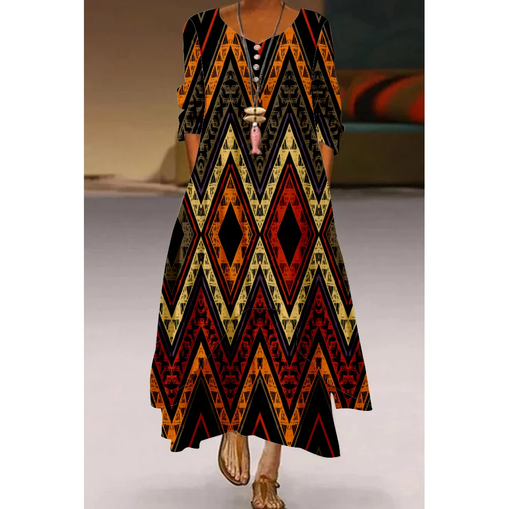 Осеннее женское Модное Длинное платье большого размера винтажное элегантное