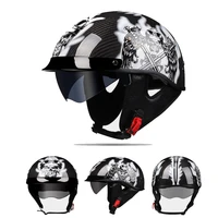 japan korea style handmade carbon fiber half open face motorcycle helmet vintage summer motorbike scooter riding jet casque moto