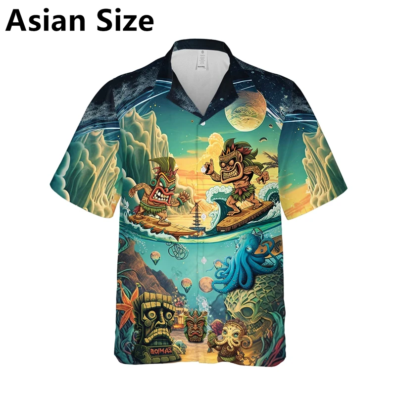 Мужские гавайские рубашки из полиэстера