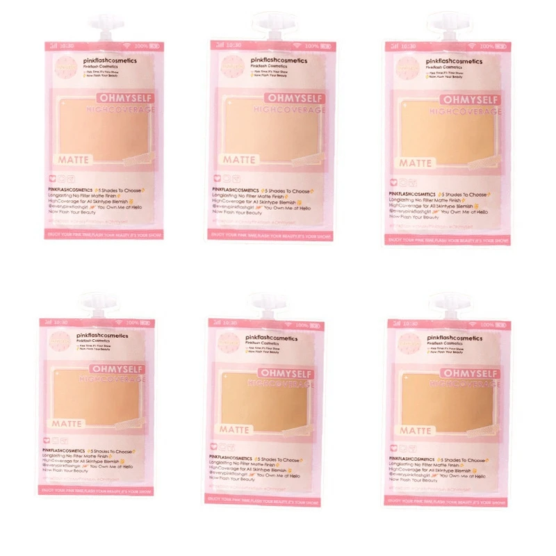 

PINKFLASH 6Pcs Lasting Foundation Face Foundation Base Long Wear Moisturizer Oil Control Concealer Liquid Foundation Cream