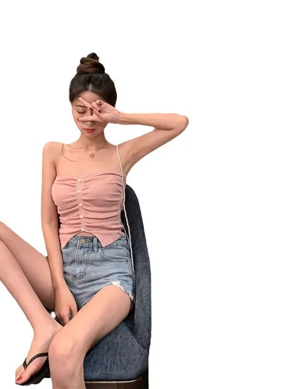 Маленькая группа острых девушек плиссированный однотонный вязаный жилет без