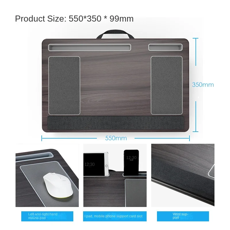 Multi-Function Stand Laptop Table Stand Lap Table Solid Wood Leg Lazy Table Built-in Mouse Pad and Wrist Pad images - 6