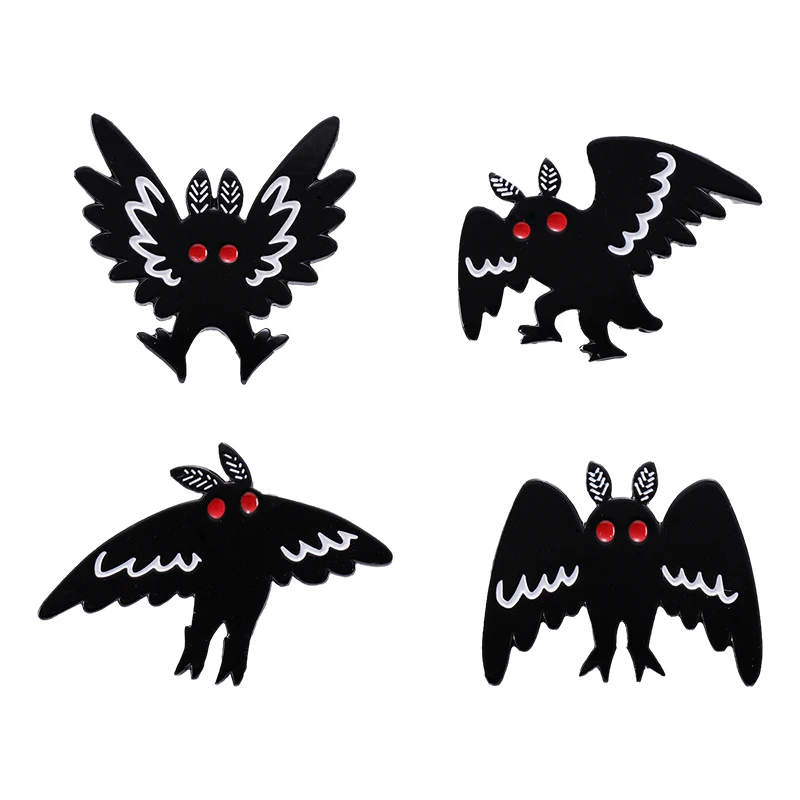 

Moth Mothman Bird Enamel Brooch Cute Custom Women Girl Black Pin Clothes Anime Lapel Badges Pins Jewelry Gifts Accessories