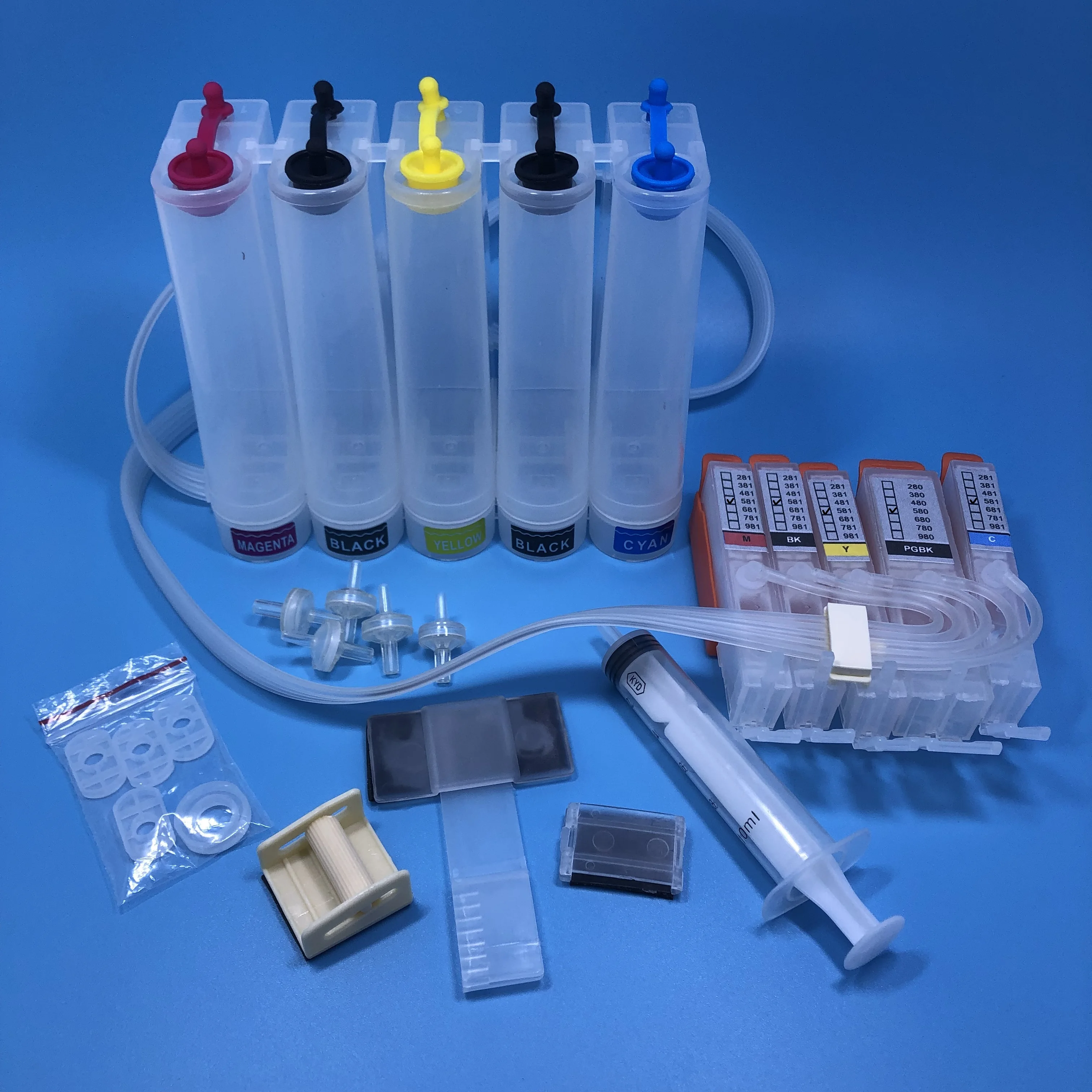 

1Set 5Color CISS Ink Cartridge PGI-580 CLI-581 for Canon PIXMA TS705 TR7550 TR8550 TS6150 TS6151 TS6250 TS6251 TS6350 TS6351