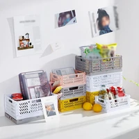 plastic foldable storage basket kitchen fruit toy holder bathroom cosmetic container shelf organizers home car folding large box