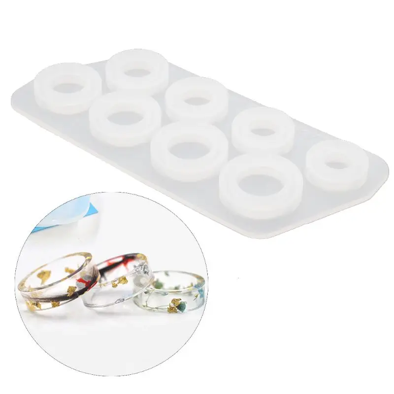 

652F 8 Pcs/set Ring Silicone Molds for Epoxy Resin Ring Mold Necklace Pendant Size 5-12 Circle Jewelry Casting Mold for DIY