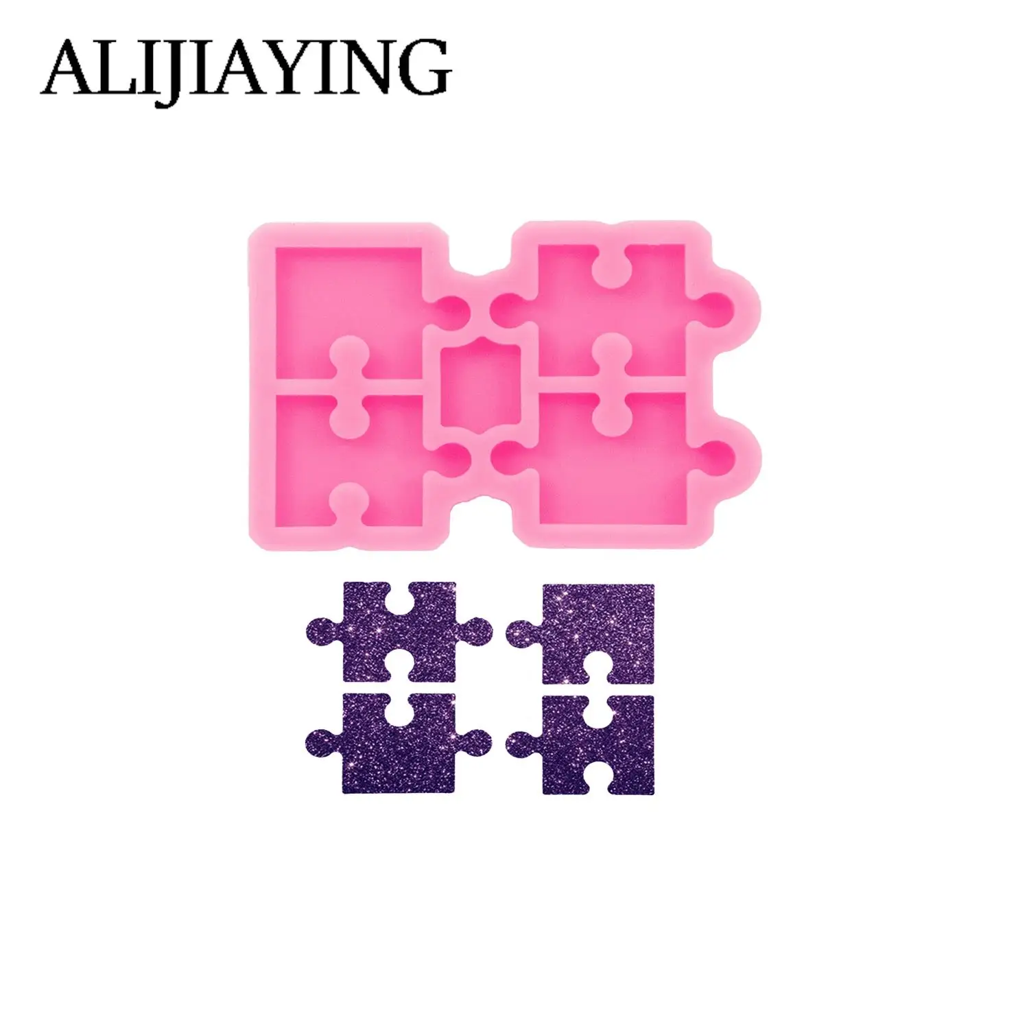 

DY0135 Shiny Puzzle Keychain Silicone Resin Mold DIY Craft Jewelry, Molds Fondant Chocolate Candy for Cake