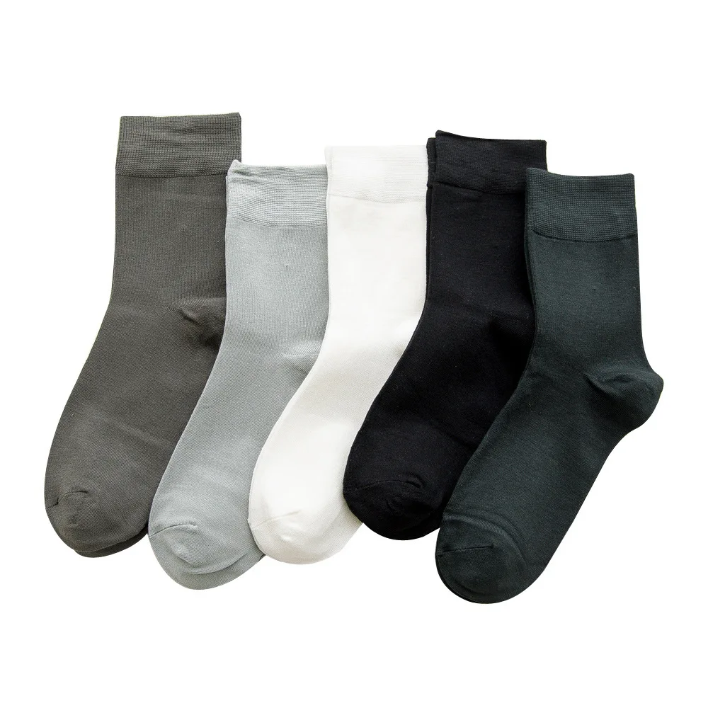 5 Pairs Solid Color Bamboo Fiber Socks Unisex Cotton Stockings Foundation Thigh High Socks Woman Plus Size Spring Autumn Socks