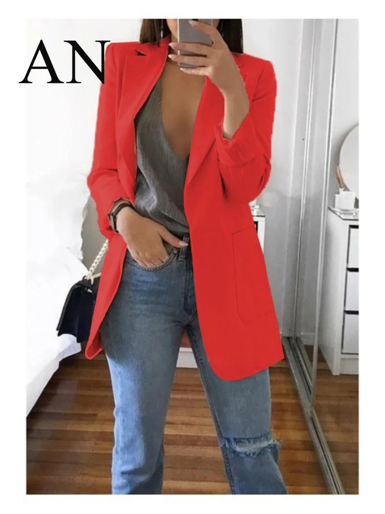Офисный кардиган с лацканами для женщин офисный пиджак повседневный офисная
