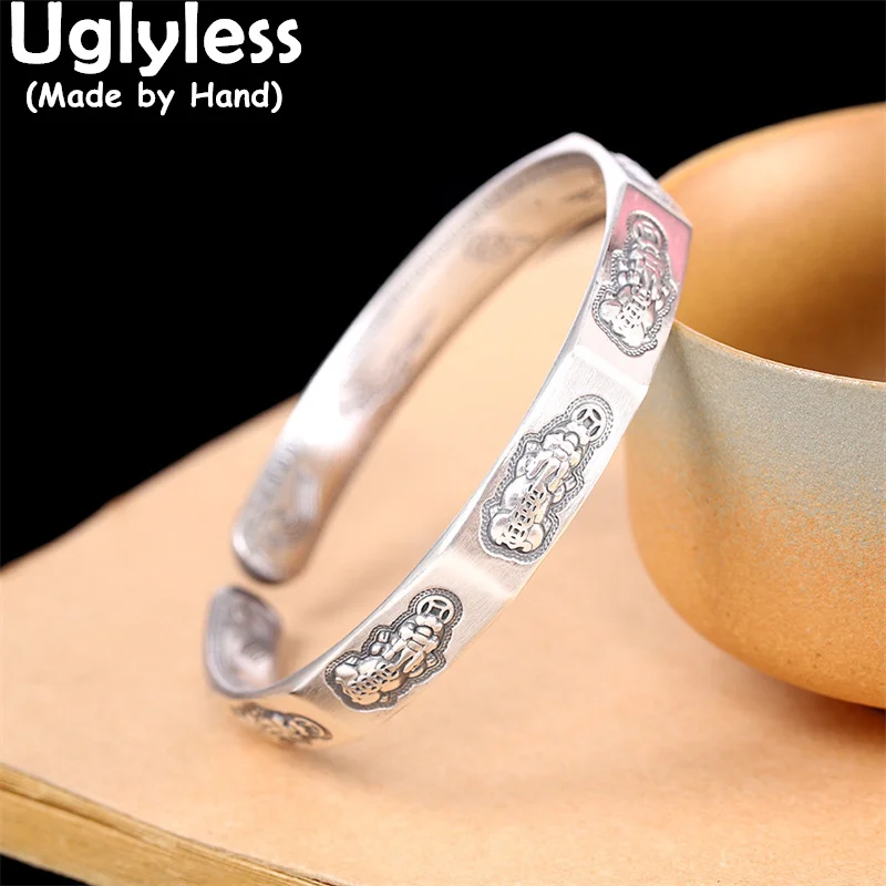 

Uglyless China Myth Animals Brave Troops Bangles for Women Real Ag999 Fine Silver Animals Jewelry Thai Silver Ethnic Bangles