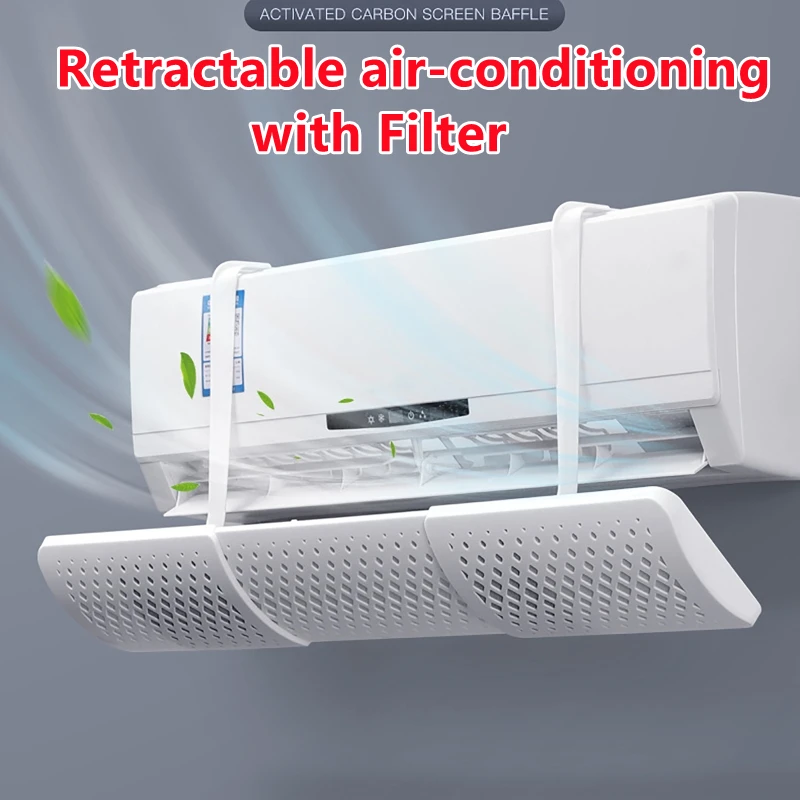 

Air Conditioner Wind Deflector Adjustable Windshield Cooled Baffle Air Condition Anti-direct Blowing Shield with Filter for Home