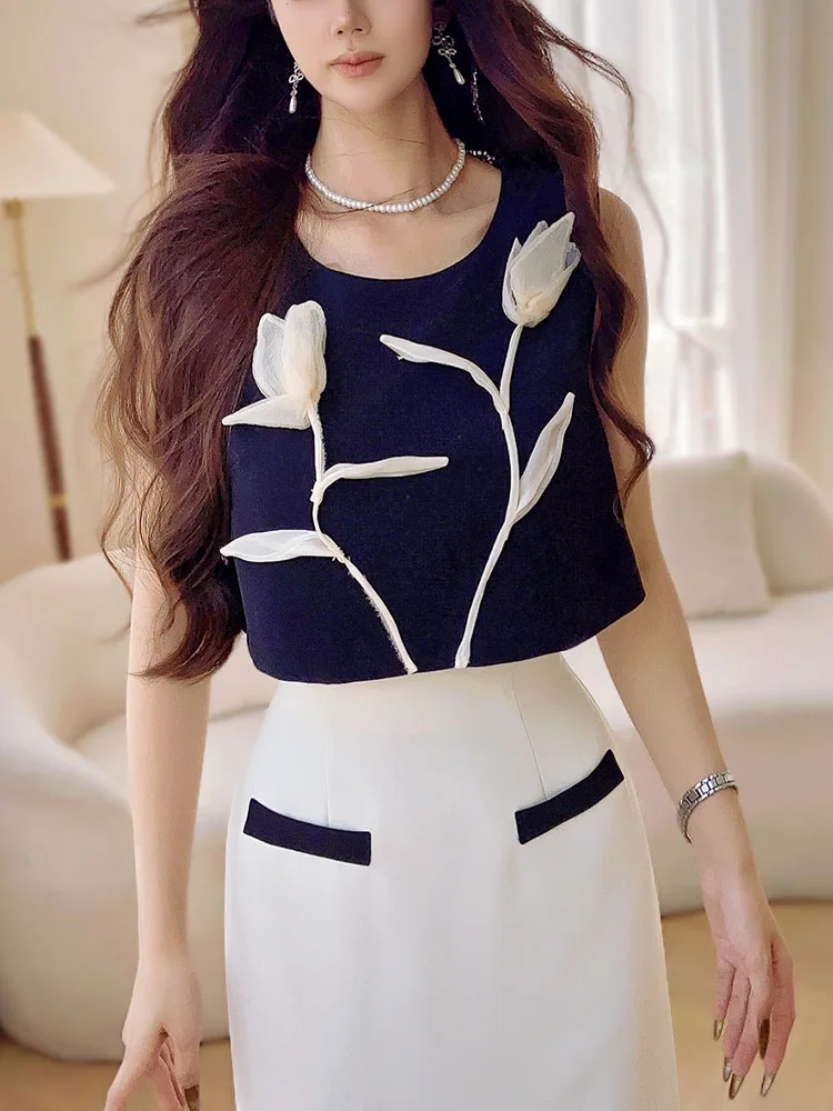 Женский комплект одежды DABUWAWA из 2 предметов жилет без рукавов с украшением в виде