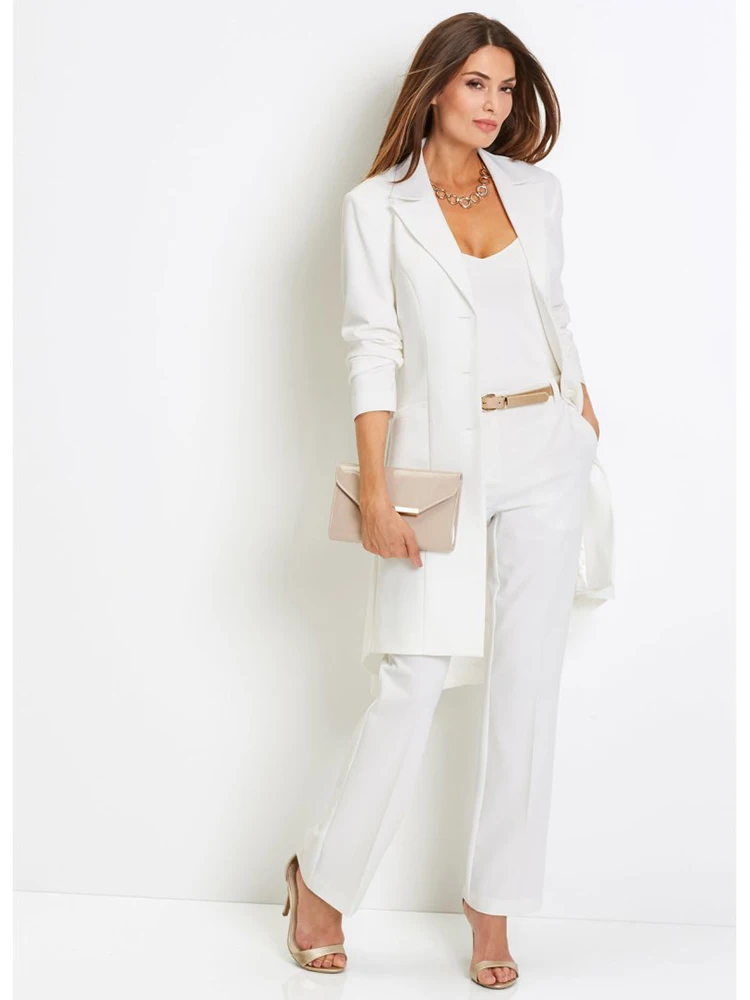Womens Suit 2-piece Set Long Lapel Collar Temperament Elegant Like Suit Jacket + Long Section   костюм женский